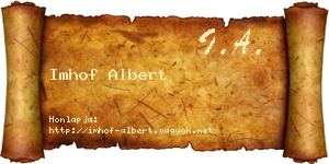 Imhof Albert névjegykártya